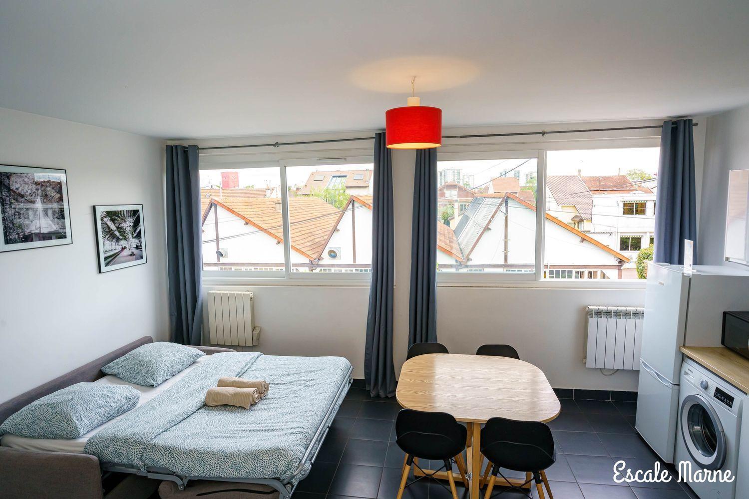 Escale-Marne Fr - 202 - Free Parking - Free Luggage Storage - All Equipped - Linen Included - Washing Machine - 10Mn Walk Metro 8 - Rer A - Panoramic View - From 1 To 14 Guests Maisons-Alfort Kamer foto